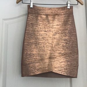 BCBGMAXAZRIA “SILVIE” RoseGold Combo Bandage Skirt